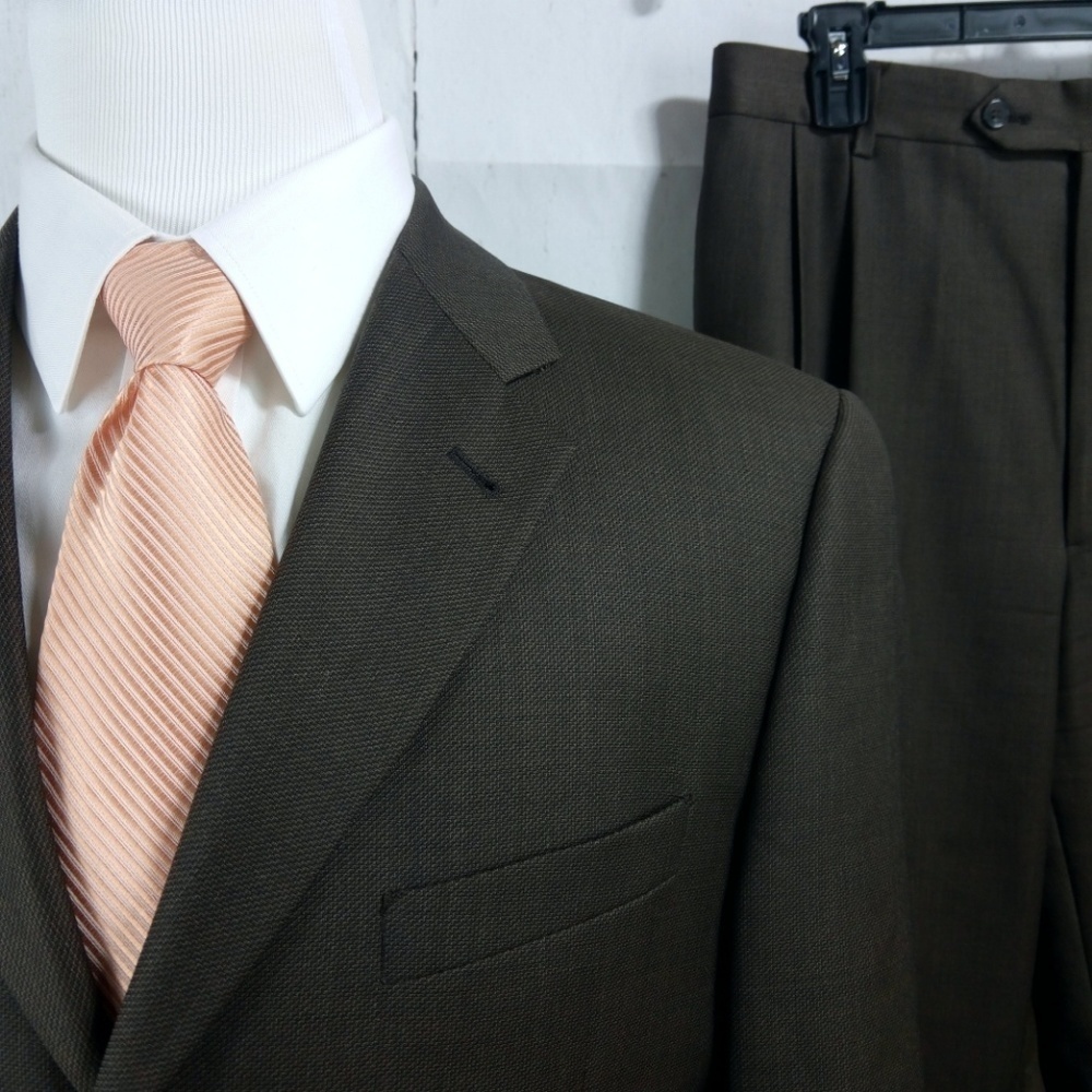 Joseph Abboud Super 100's 40R Brown Twill Suit